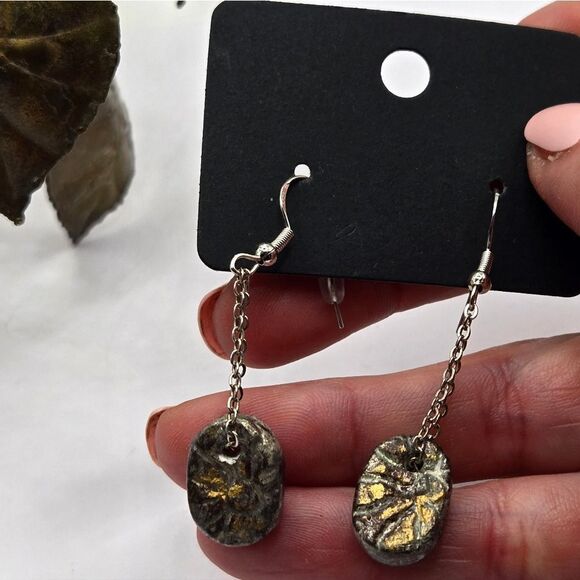 "5/$25" Artisan Crafted Clay Mixed Metal Dangle Earrings, 925 Ear Wires - Picture 8 of 9